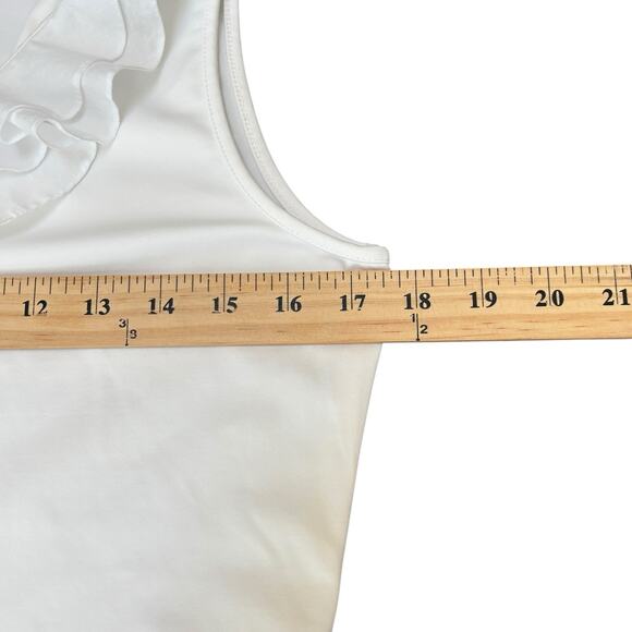 J. McLaughlin Catalina Top Ruffle Neck White Sleeveless Stretch Tank Size Medium - Picture 6 of 7